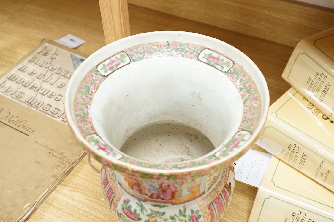A mid 19th century Chinese famille rose vase, 34cm high (a.f.)